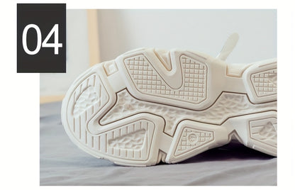 Women's Plush Fleece-Lined High-Top Sneakers - Thick-Soled Winter Warm Lace-Up Shoes with PU Upper & Cushioned PVC Sole, White/Black/Grey Chunky Dad Shoes (Cozy Round Toe) - Instagram Trendy Winter Footwear by I Trend