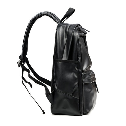 Men's Casual PU Leather Backpack with Laptop Compartment