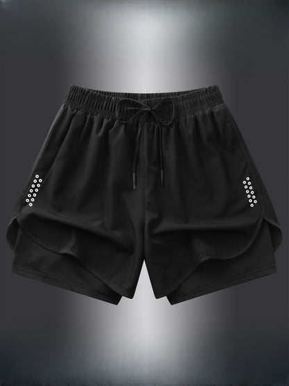 Women'S Active Geometric-Patterned Shorts - 92% Polyester, 8% Elastane Blend with Slight Stretch, Woven Athletic and Casual Shorts for Gym, Fitness, Running, Spring to Fall