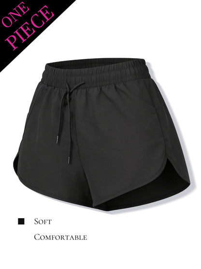 Women's Summer Black Bermuda Shorts with Elastic Drawstring Waist