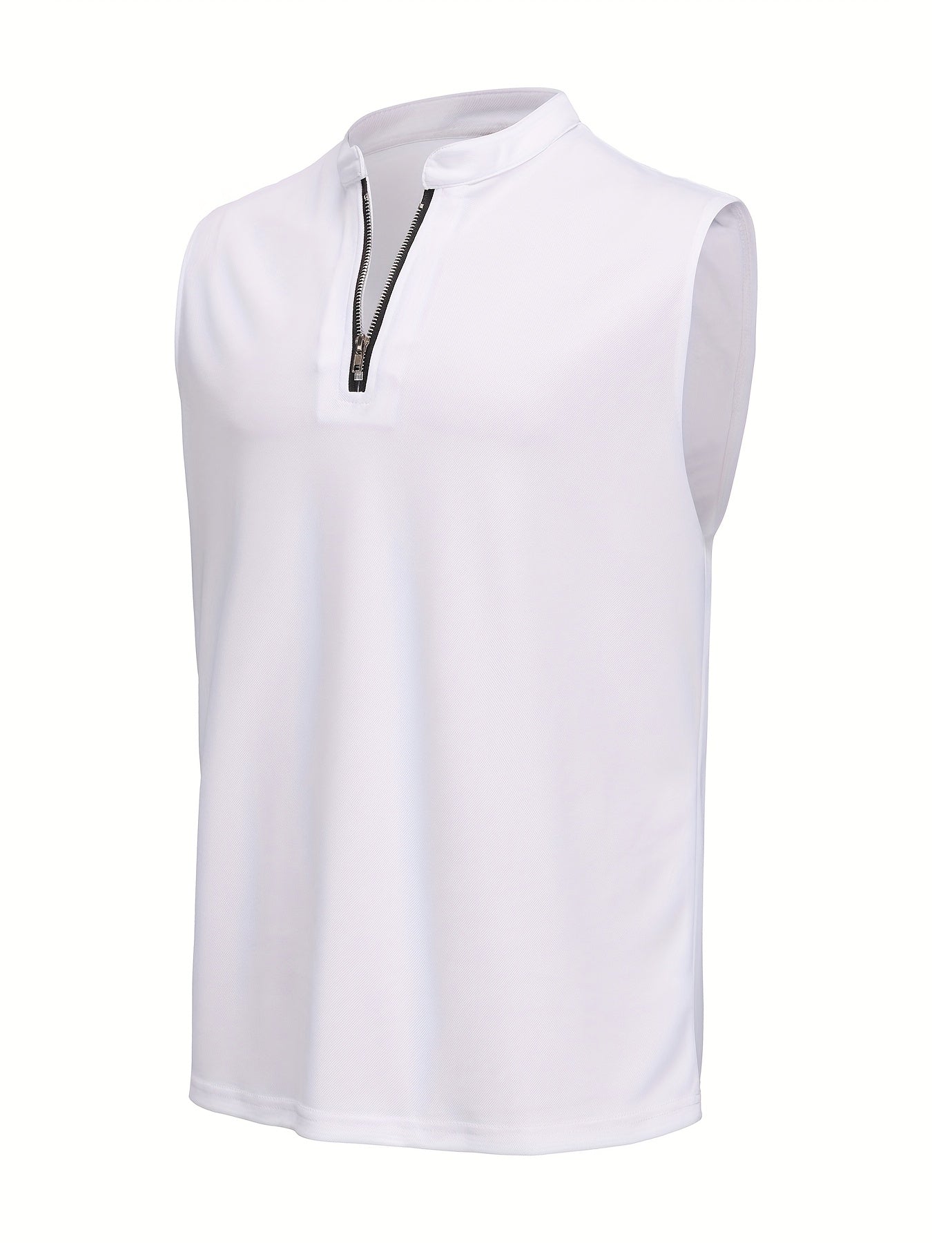 Men's Sleeveless V-Neck Shirt with Quarter Zip - Lightweight Summer To