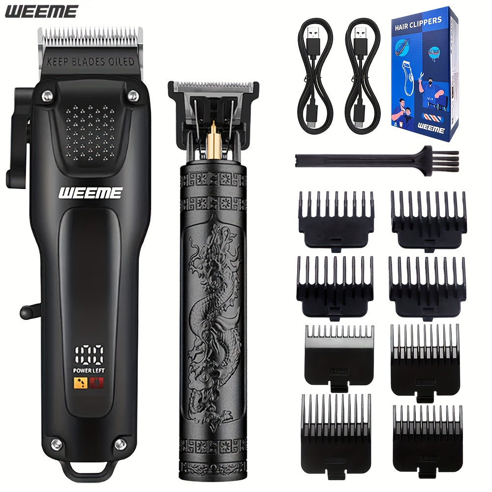 WEEME 2pcs/3pcs Grooming Kit Electric Hair Clipper + Beard Trimmer + Shaver + Nose Hair Trimmer, USB Rechargeable with LCD Display | Perfect Gift for Dad, Husband, Boyfriend (Father's Day/Birthday)