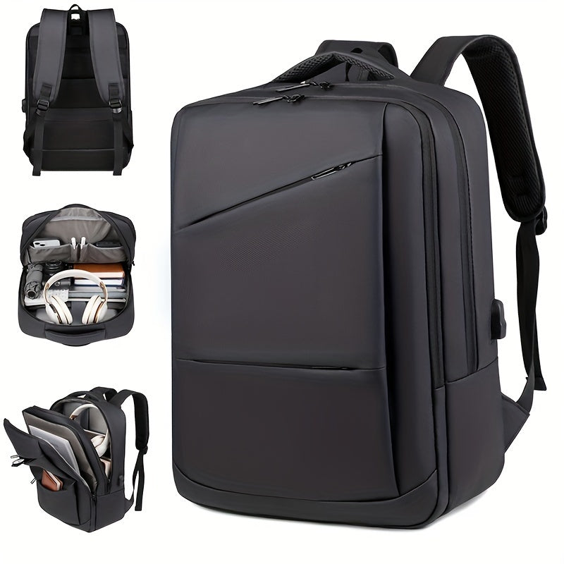 Stylish Men's Business Backpack - Large Capacity, Multi-Layer with Zippers, Durable Oxford Material, Perfect for Daily Commute & School