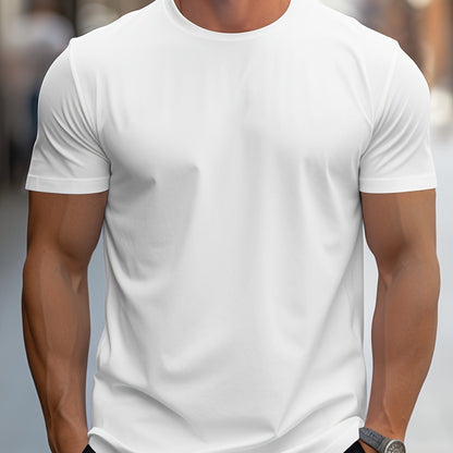 1pc Men's Spring Summer Casual Short Sleeve T-Shirt - Solid Black, Regular Fit Round Neck, Breathable Fabric for Gym, Outdoor  Casual Attire, Gym Shirts, Durable Casualwear, Smooth Texture
