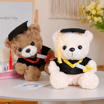 {Personalization} Graduation Bear Doll, Master's and Doctor's Bear Plush Toy, Bachelor's Suit Doll with Printed Logo, Graduation Season Gift, Gift for Classmates, Friends and School