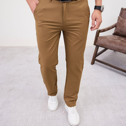 Men'S Casual Solid Color Regular Length Slight Stretch Woven Fabric Pants for Adult