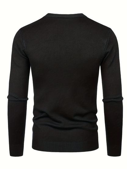 2023 New Cross-border Autumn and Winter Men's Round Neck Random Print Round Neck Knitted Sweater