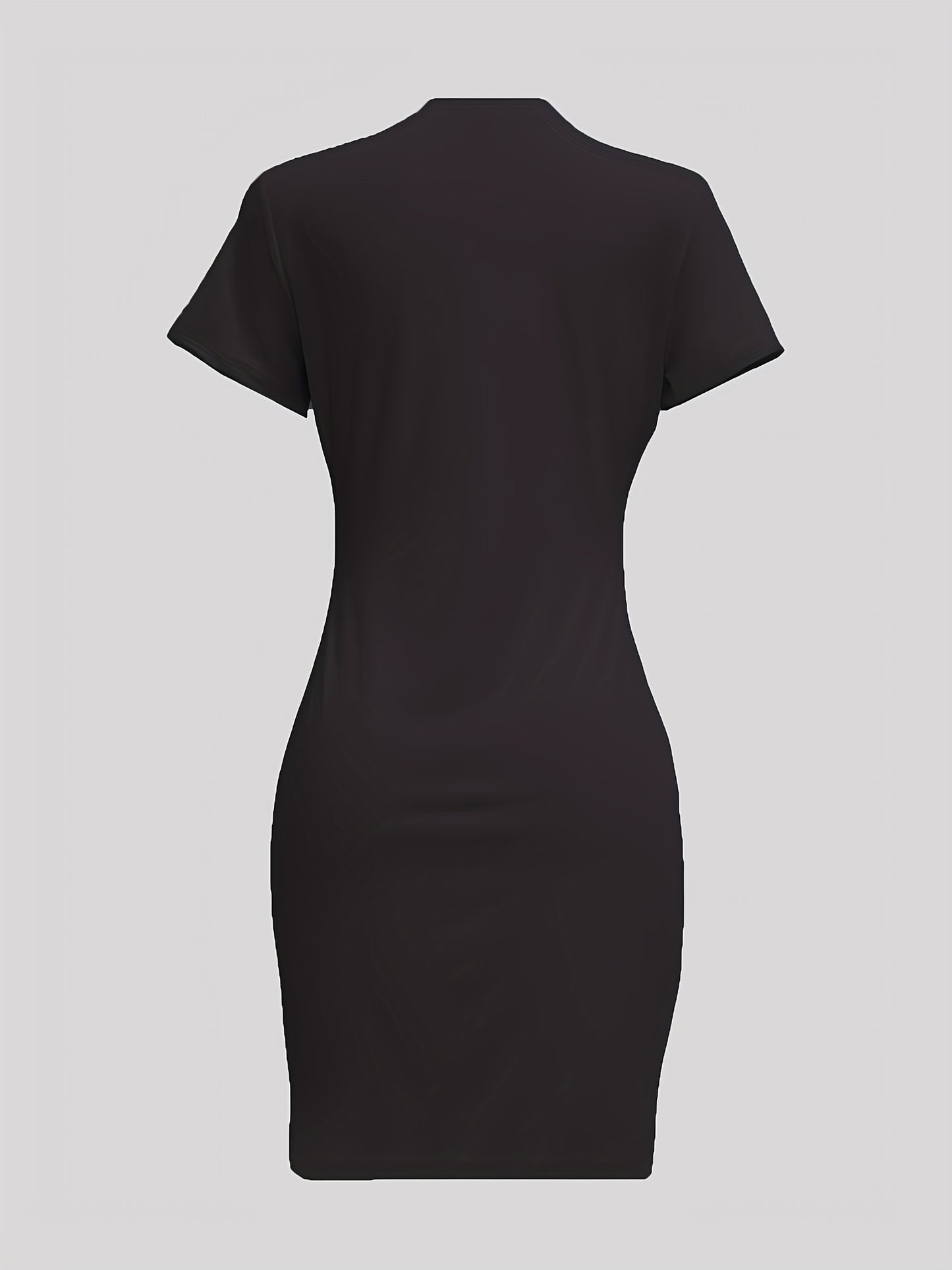 Women'S Milano Italy Print Bodycon Dress, Polyester 92% Elastane 8% Knit Fabric, High Stretch Geometric-Pattern, Short Sleeve Round Neck, Plus Size, Sports Style for Spring/Summer/Fall - 180g/m²