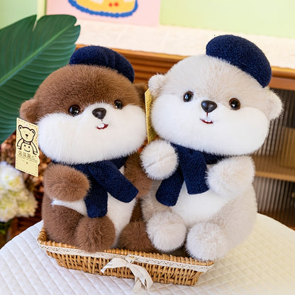 Սիրուն բերետ՝ կուղբաձև փափուկ խաղալիք | Փափուկ խաղալիք տիկնիկ շարֆով, սիրուն կուղբաձև փափուկ խաղալիք ծննդյան նվեր աղջիկների և երեխաների համար, պոլիեսթերային մանրաթել և մուգ շագանակագույն