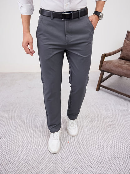 Men'S Casual Solid Color Regular Length Slight Stretch Woven Fabric Pants for Adult