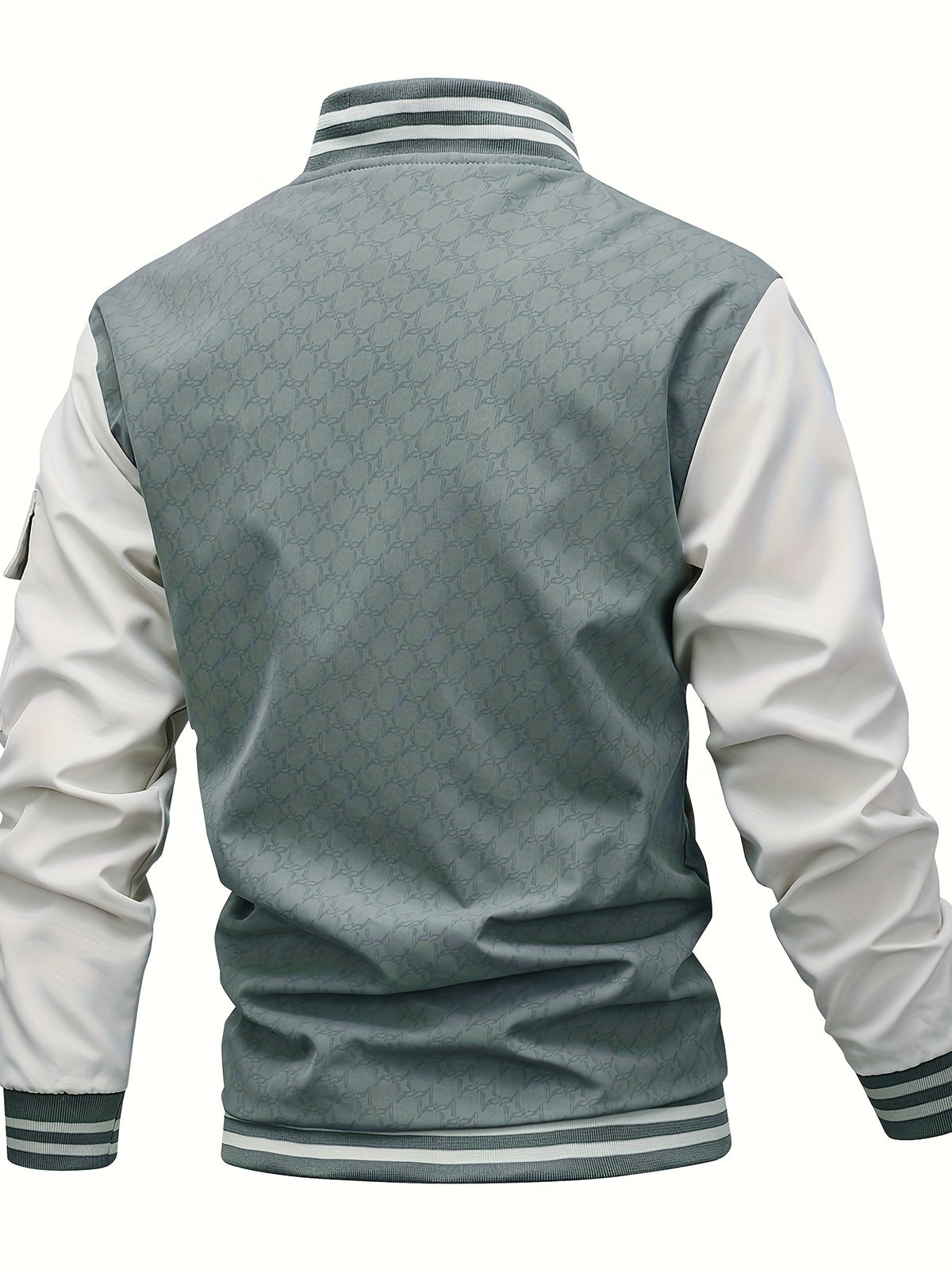Men's Casual Autumn Jacket with Geometric Pattern, Polyester