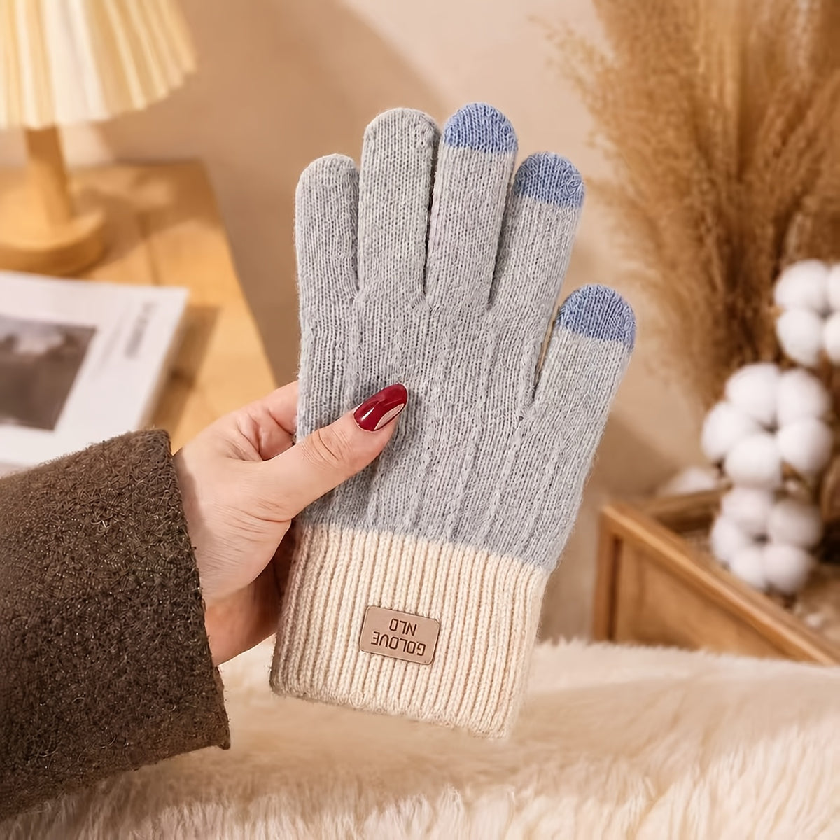 Unisex Winter Touchscreen Gloves, Soft Acrylic Knit, 6 Colors