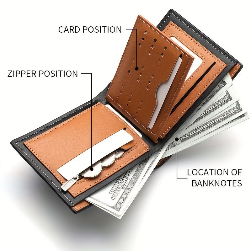 1pc Men's Lion 3D Embossed Pattern Wallet, Business PU Leather Wallet