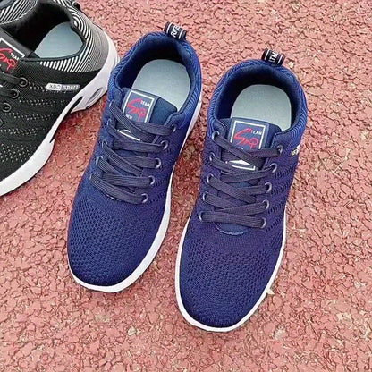 Men'S Breathable Mesh Air Cushion Sneakers - Durable Lace-Up Running Shoes with PVC Sole, Fabric Inner & Upper, for Outdoor Sports and Casual Wear, Low-Top Design, All-Season Comfort, Allseason Running Shoes|Modern Casual Sho