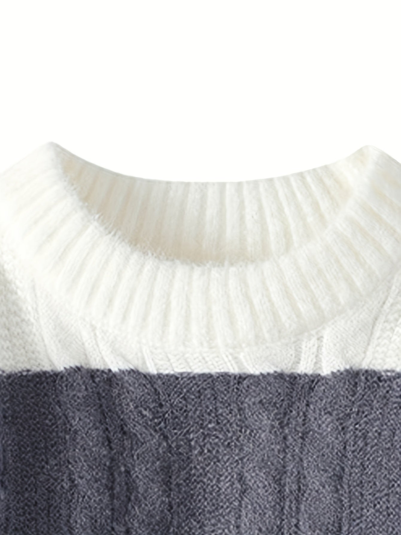 Նոր աշնանային և ձմեռային կլոր վզնոցով նորաձև գծավոր, գունավոր բլոկներով տրիկոտաժե սվիտեր միջին տարիքի տղամարդկանց համար, տաք և հարմարավետ