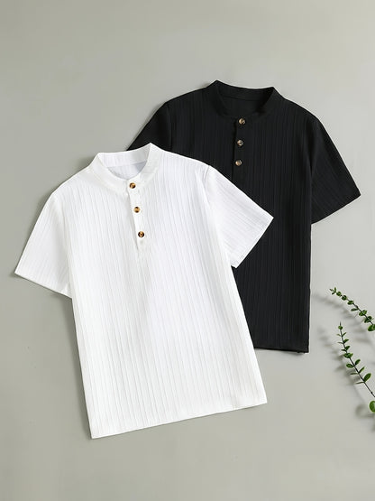 Boys' Half-Zip Polo Shirts Casual Tops for Spring to Fall