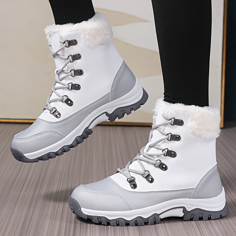 Women's & Men's Heavy-Duty Winter Snow Boots - Thickened Round-Toe Traction Tires, Faux Upper & TPR Sole, Unisex High-Ankle Trekking Boots for Skiing, Ice, Hiking, Snowshoeing - Cold Weather Outdoor Footwear