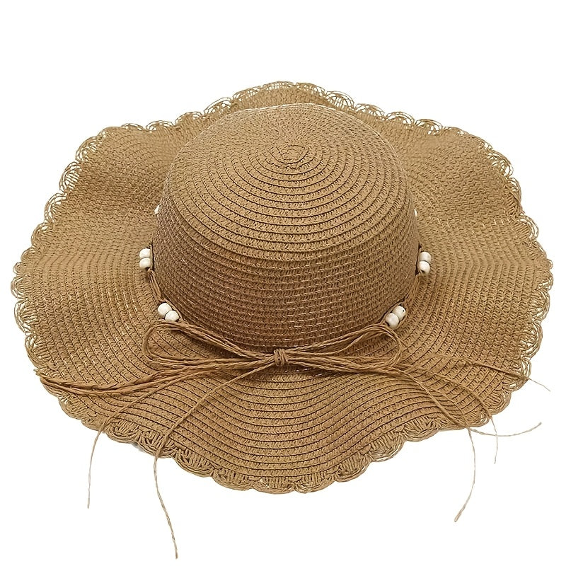 Women’s Wide Brim Linen Sun Hat Breathable Beach Hat