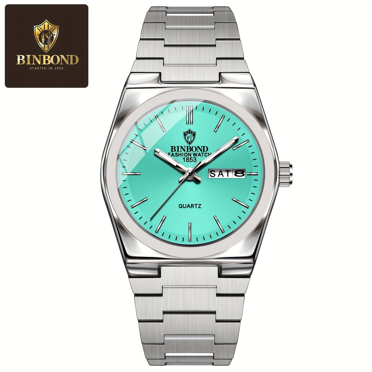 BINBOND Women'S Quartz Watch - Elegant Business & Leisure Timepiece, Stainless Steel Band, Round Zinc Alloy Case, IP67 Rating, Stopwatch Feature, Electronic Drive, Pointer Display, Durable Design for Weeks & Days, Business Ti