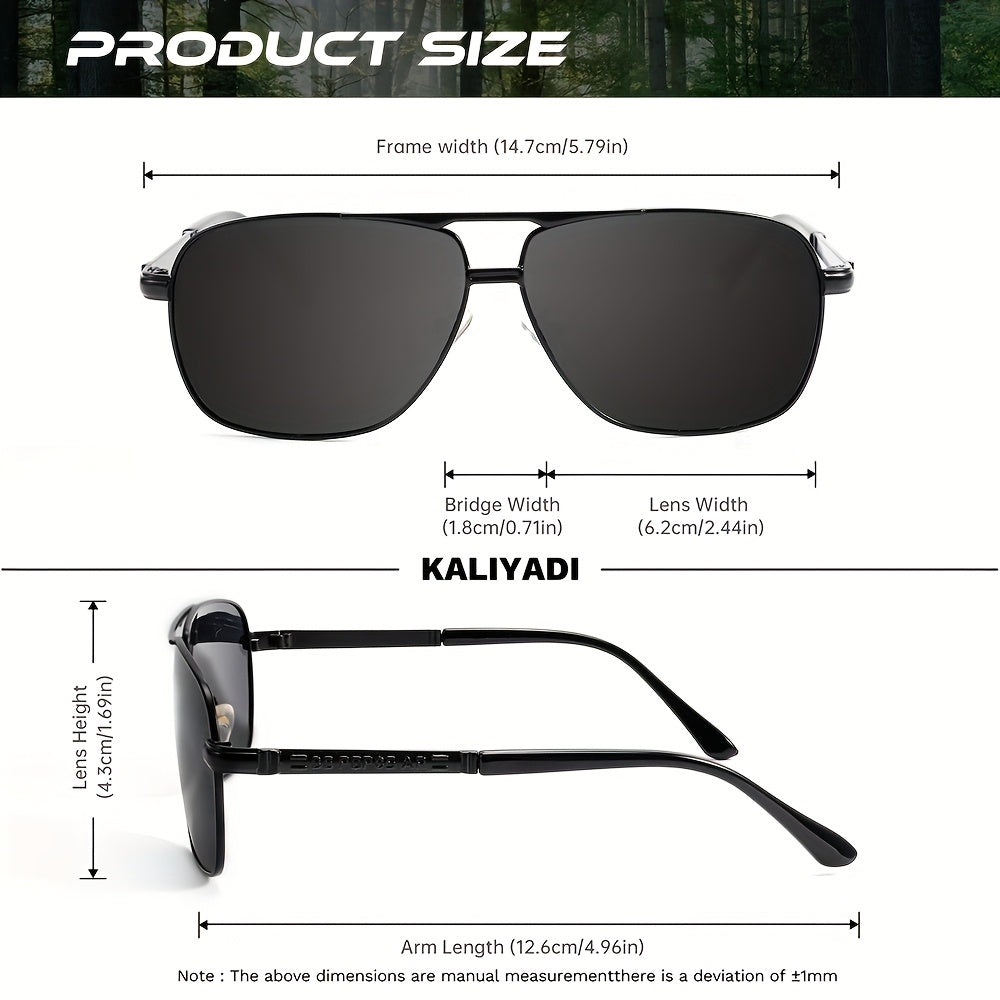 Men's Classic Polarized Sunglasses with Case - Casual Metal Frame