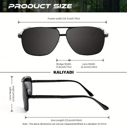 Men's Classic Polarized Sunglasses with Case - Casual Metal Frame