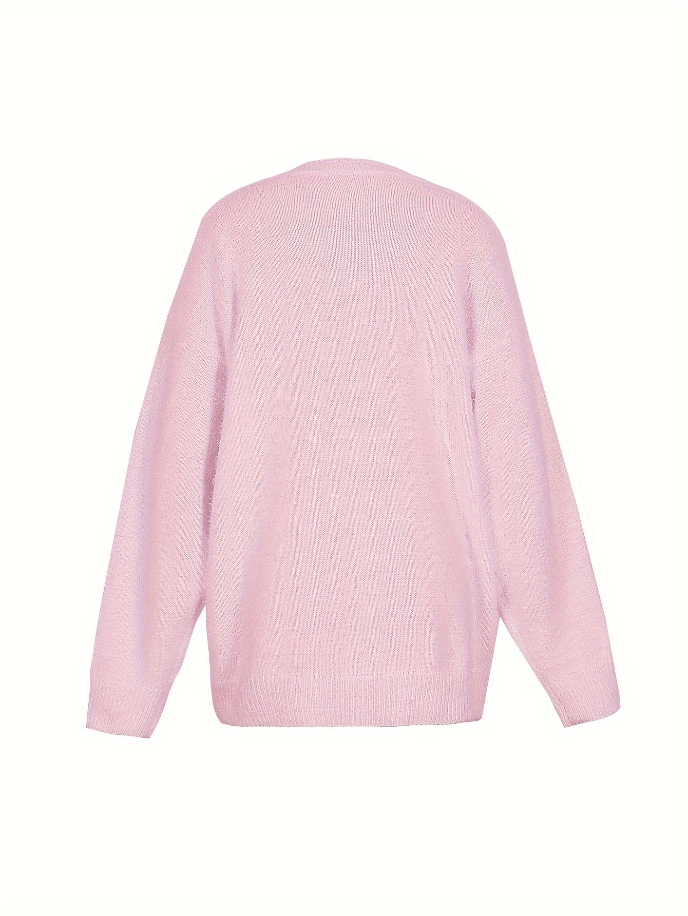 Մեծ չափս - Կանացի հարմարավետ դեղին V-ձև օձիքով սվիտեր՝ մարգարիտ կոճակներով և բրդյա եզրերով թևքերով - Ասիմետրիկ եզր, երկրաչափական նախշ, առօրյա ձմեռային սվիտեր առօրյա հագուստի համար, Ձմեռային հագուստ | V-ձև օձիքով սվիտեր | Մարգարիտ կոճակների մանրամասներ, Sw