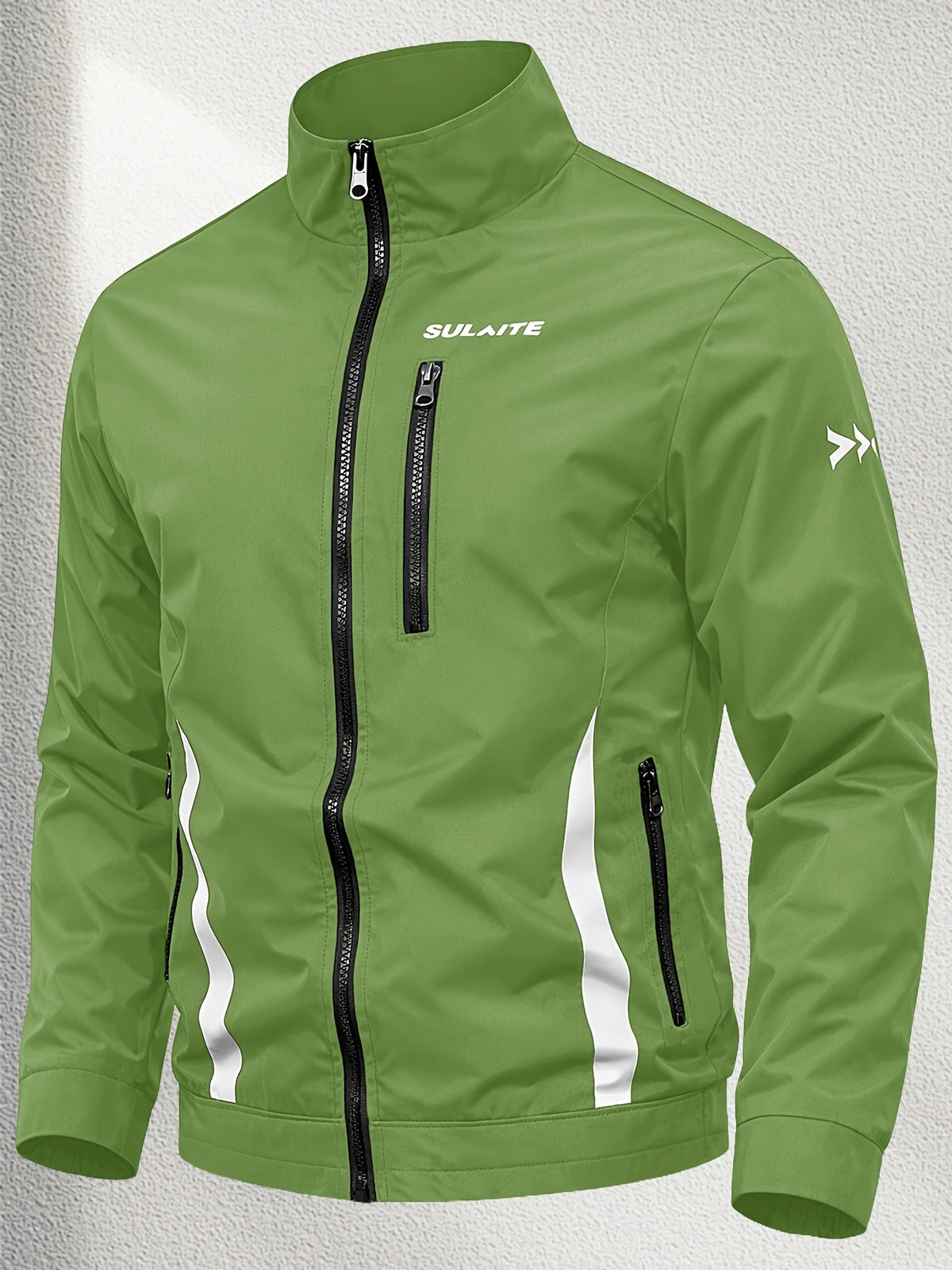 Unisex Casual Sport Bomber Jacket with Stand Collar for Spring-Fall