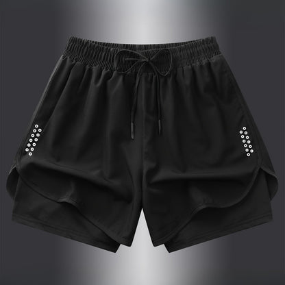 Women'S Active Geometric-Patterned Shorts - 92% Polyester, 8% Elastane Blend with Slight Stretch, Woven Athletic and Casual Shorts for Gym, Fitness, Running, Spring to Fall
