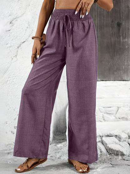 Elegant Solid Color Twisted Knot Straight-Leg Pants