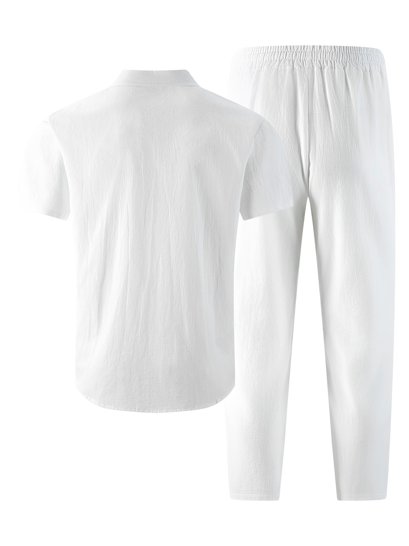 Men's Summer Casual Linen Blend Two-Pocket Shirt & Pants Set