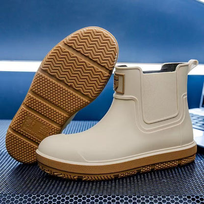 Men's Slip-Resistant Chelsea Ankle Rain Boots, Lightweight