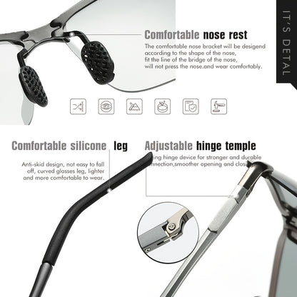 Men Women Polarized Photochromic Sunglasses Stainless Steel Frame