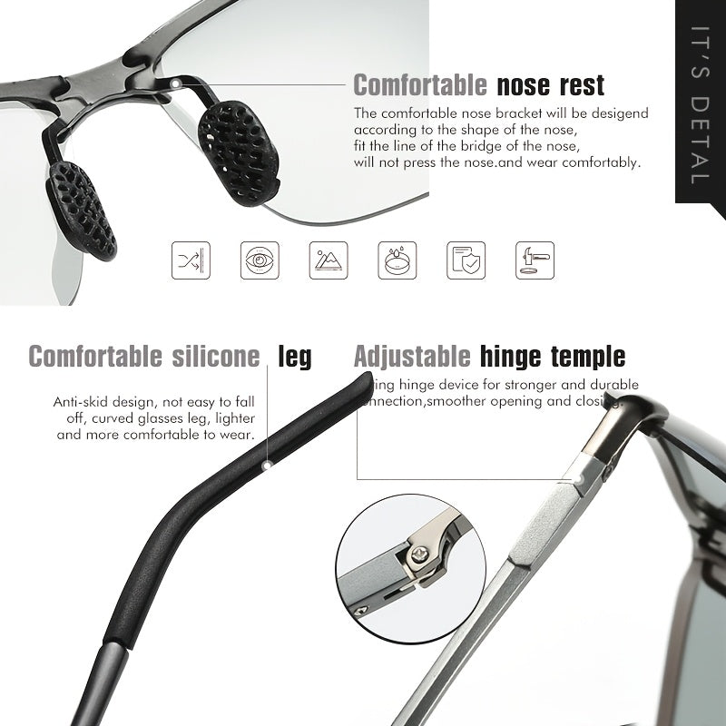 Polarized Photochromic Stainless Steel Sunglasses for Men & Women