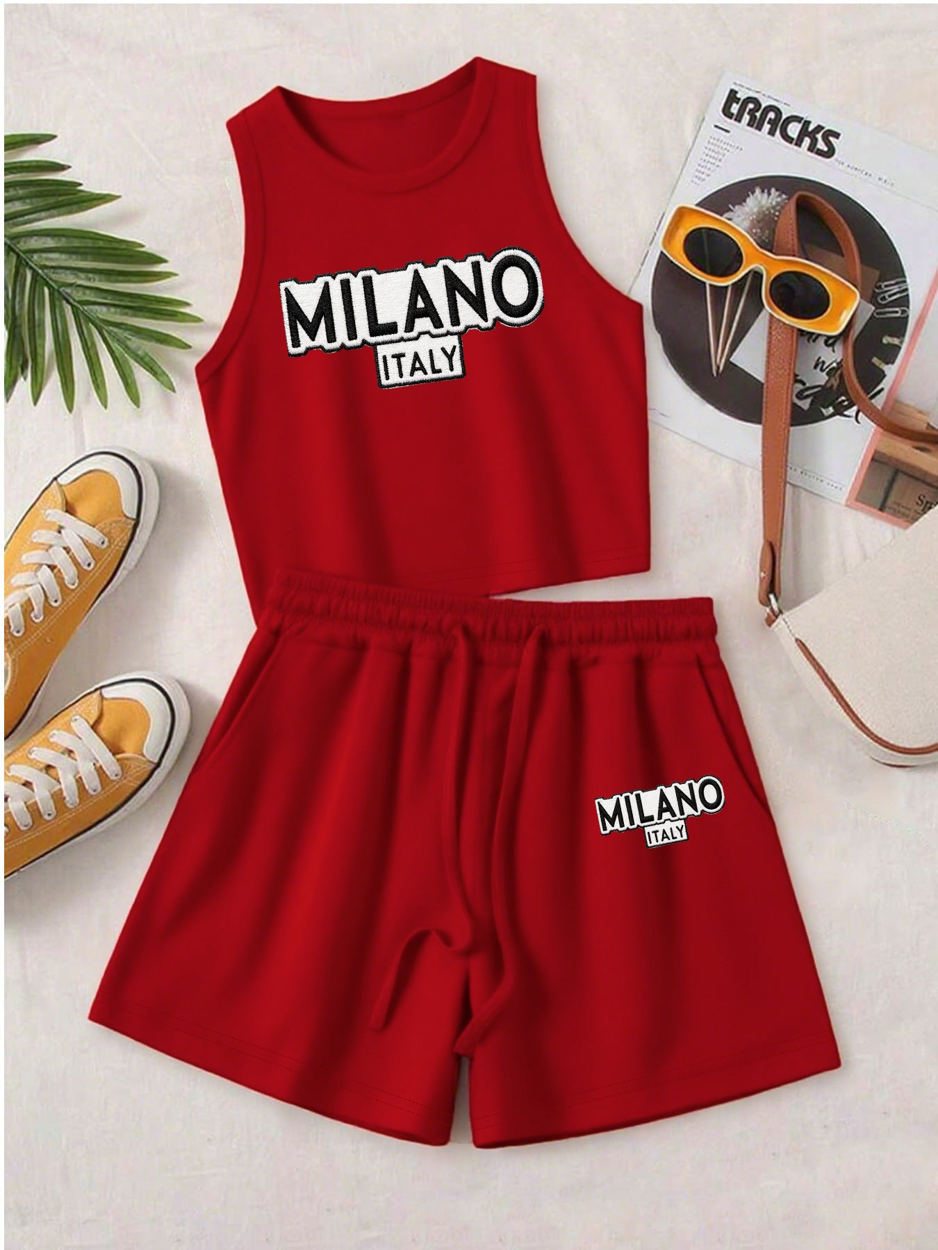 Casual Women's Two-Piece Set with Printed Top & Shorts