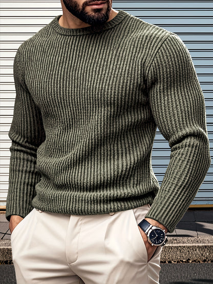 Men'S Casual Long Sleeve Crew Neck Knit Polyester Tops for Spring/Fall, Outdoor, Daily Wear, Weekend, Festival, Valentine'S Day, Independence Day, Birthday, Father'S Day, New Year's, Vacation