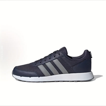 Adidas neo Run 50S Low-Top Casual Sneakers - Breathable Fabric Upper, Cushioned Comfort, All-Season Wear, Navy Blue  White Striped Design, Unisex for Men  Women, Comfortable Walking Shoes, Stylish Striped Sneakers, Fabric I