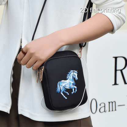 1pc Women's Horse Pattern Crossbody Bag - Compact Zipper Closure Polyester Phone Purse with Adjustable Strap, Pink/Navy/Black for Everyday Essentials & Makeup, Mini Purse