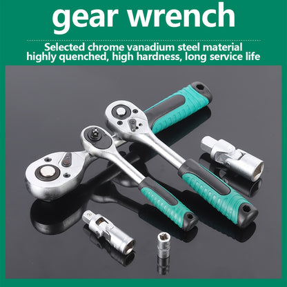 Black 46 and 121pcs of household car repair kit with plastic storage box, motorcycle repair kit, outdoor bicycle emergency bicycle repair tool, including hex wrench, universal joint, screwdriver, extension piece, slider