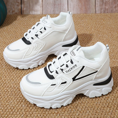 Women'S Fashion Sneakers 2024 - Breathable Mesh, All-Season Low Top Lace-Up Sports Shoes with Plain Toe, Man-Made Upper, Fabric Inner, Faux Sole, and Durable Insole