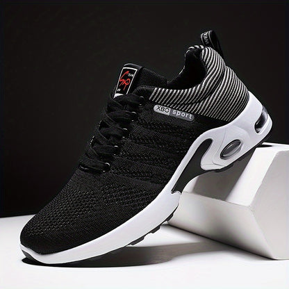 Men'S Breathable Mesh Air Cushion Sneakers - Durable Lace-Up Running Shoes with PVC Sole, Fabric Inner & Upper, for Outdoor Sports and Casual Wear, Low-Top Design, All-Season Comfort, Allseason Running Shoes|Modern Casual Sho