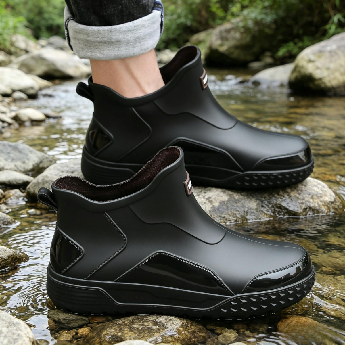 Unisex Low-Top Waterproof Rubber Rain Boots for All Seasons