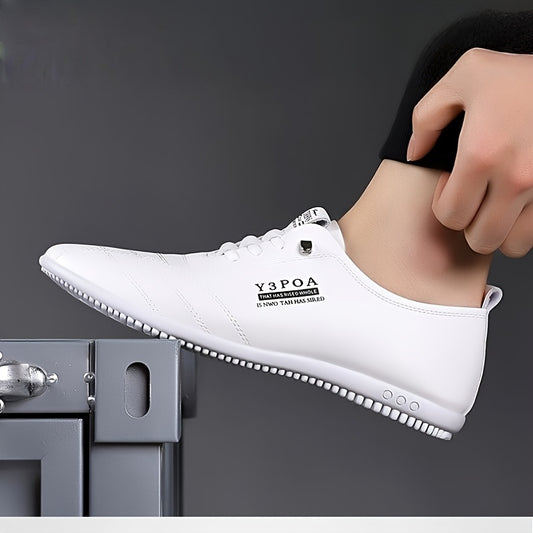 Տղամարդու սպիտակ EVA փափուկ ներբանով առօրյա սպորտային կոշիկներ - ցածր, կապած կոշիկներ ռետինե ներբանով, հարմարավետ, բազմակողմանի դիզայն առօրյա հագուստի համար, սպորտային կոշիկներ, հարմարավետ կոշիկներ, մինիմալիստական ​​ոճ, փափուկ ներբան, քաղաքային ոճ