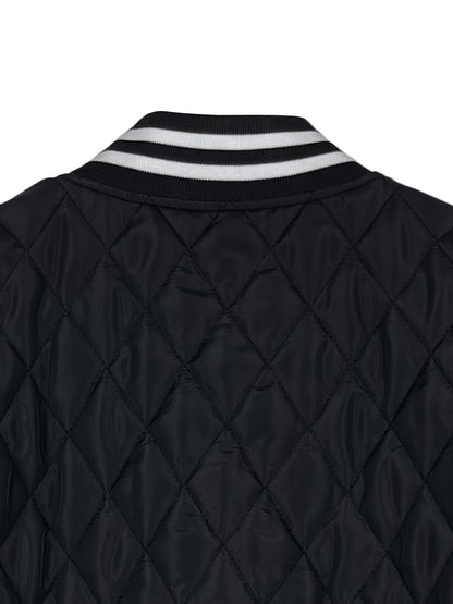 Women's Quilted Casual Jacket with Striped Collar for Fall/Winter