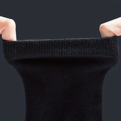 5pairs of Soft, Breathable Men's Black Casual Socks - Perfect for Spring & Summer!