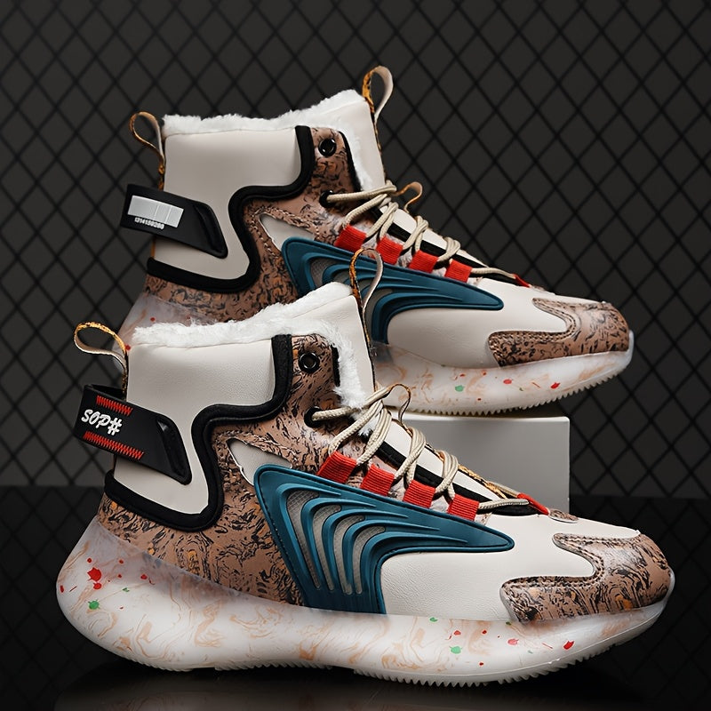 Men'S Winter Snow Boots with TPU Sole & Fleece - Heavy-Duty High-Top Ankle Support, Warm Thermal Insulation, Lace-Up Closure, Thick, Winter Boots, Cold Weather Footwear, Durable Traction Footwear, Outdoor Footwear, Rugged Des