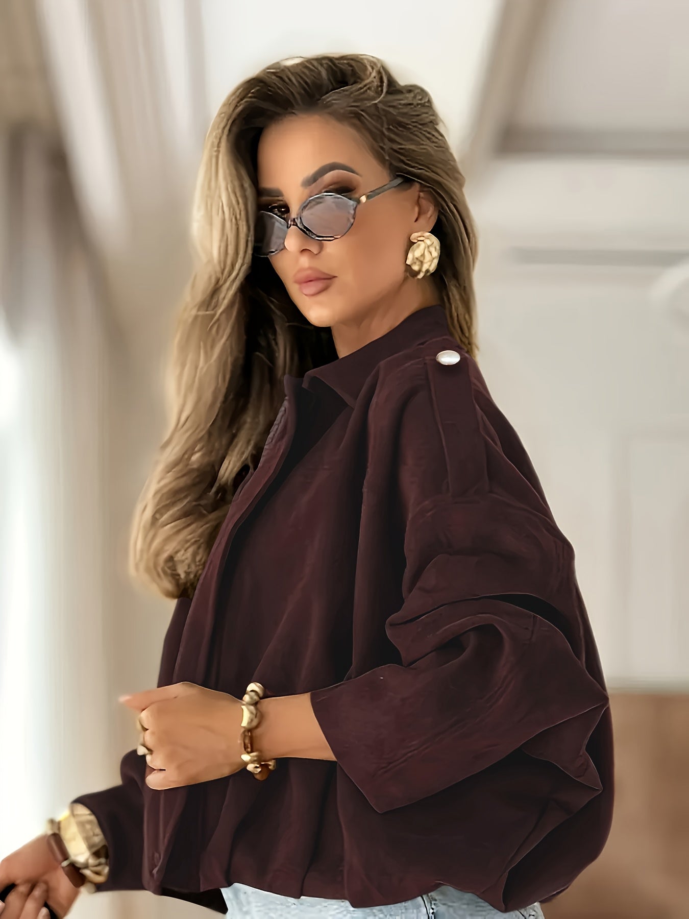 Կանացի ռետրո մոտոցիկլետային բաճկոն՝ օձիքով ձմեռային վերարկու՝ սպիտակ ժապավենով, շագանակագույն մոտոցիկլետային վերնազգեստ, լվացքի մեքենայով լվացվող, չձգվող քամուց պաշտպանիչ՝ աշնանային/ձմեռային, առօրյա և մոտոցիկլետ վարելու համար (միագույն)