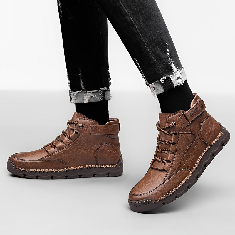 Men's Classic Chukka Boots Soft PU Upper Rubber Sole All-Season