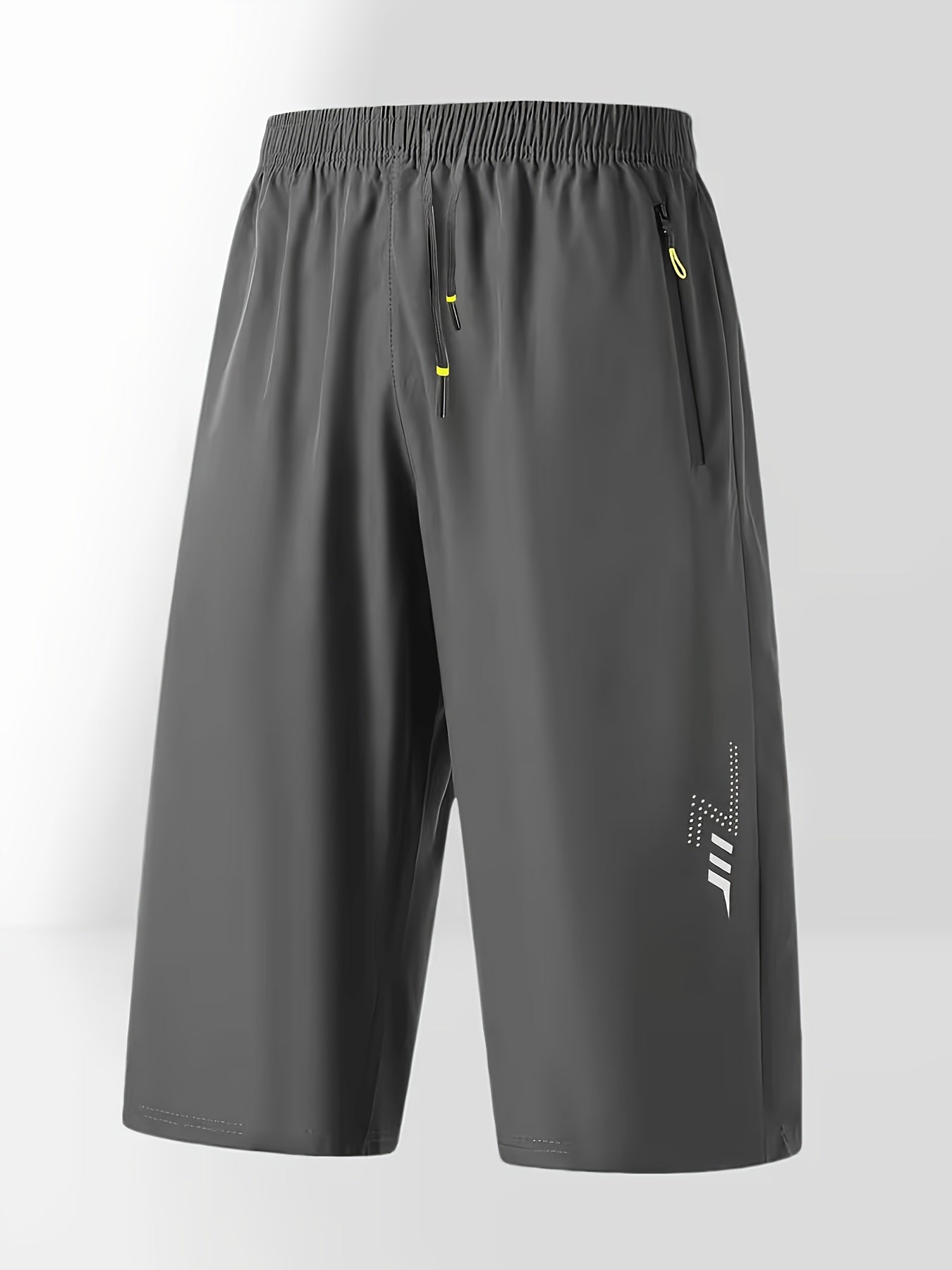 Men's Casual Capri Pants with Reflective Print, Breathable Summer Wear