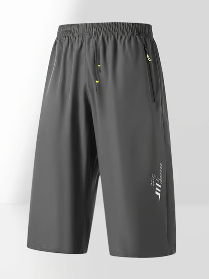 Men's Casual Capri Pants with Reflective Print, Breathable Summer Wear