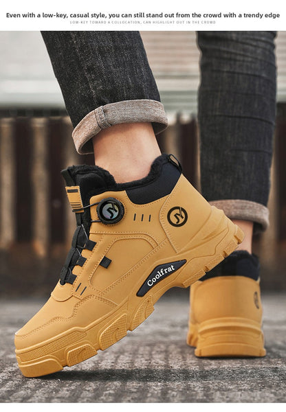 Տղամարդկանց նոր ձմեռային հաստ շերտով կոշիկներ, երեք գույնի, հարմարավետ և տաք, հեշտ հագնվող/հանվող, բռնակի դիզայնով, հարմար է բացօթյա ձյան, լեռնագնացության և լեռնագնացության համար։